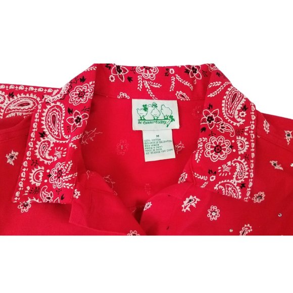 THE QUACKER FACTORY Red & White Embellished Paisley Floral Jacket - Women's M - Picture 10 of 10
